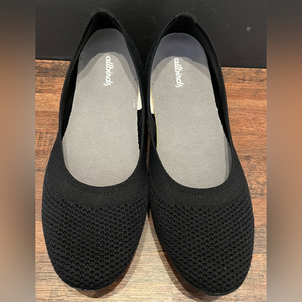 Allbirds Tree Breezers Ballet Flats Size 10 Knit Slip On Shoes Black